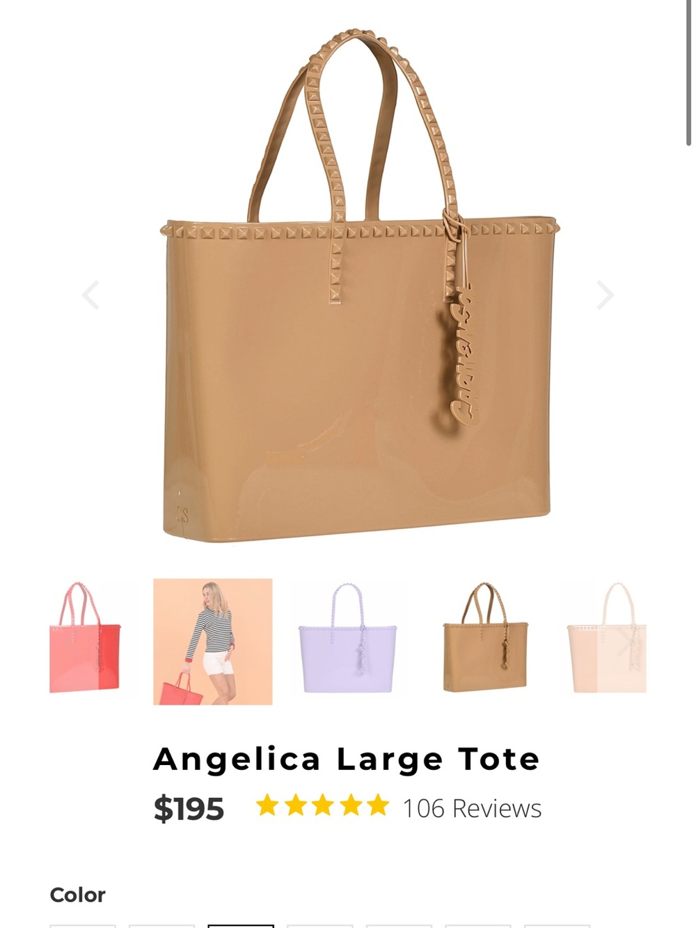 Angelica Glossy Tote in Tan